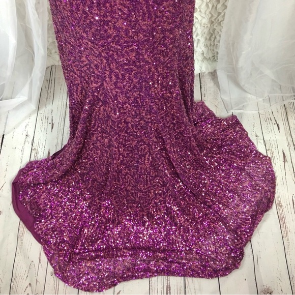 Strapless Purple & Pink Sequin Gown - Picture 6 of 9